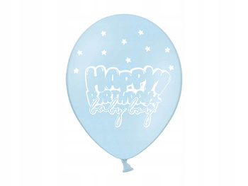 Balony 30Cm, Happy Birthday, P. Baby Blue Partydeco