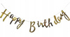 Baner Happy Birthday, Złoty, 16.5x62cm Partydeco