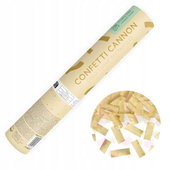 Tuba Z Konfetti, Złoty, 20cm Partydeco