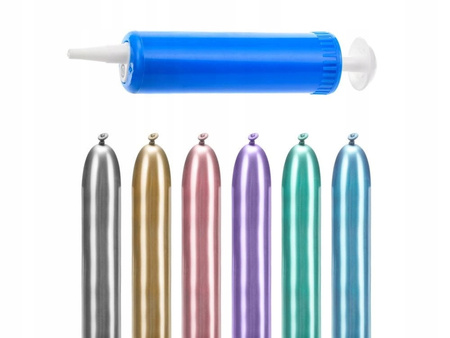 Balony Modeliny Glossy 130cm Z Pompką, Mix Partydeco