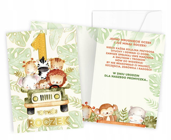 Karnet Q-158 Urodziny 1 (Roczek, Cyferki, Zwierzątka) Kukartka