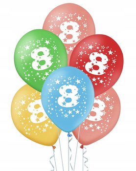 Balony 30Cm, 8Th Birthday, Metallic Mix Partydeco