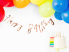 Baner Happy Birthday, Różowe Złoto, 16,5x62cm Partydeco