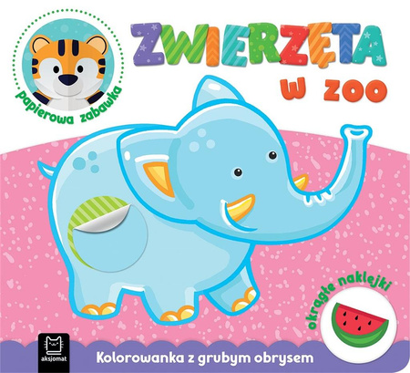 Zwierzęta W Zoo. Kolorowanka Z Grubym Obrysem, Okrągłe Naklejki, Papierowa Zabawka Aksjomat