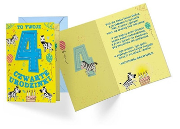 Karnet Pr-286 Urodziny 4 (Cyferki) Kukartka
