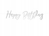 Baner Happy Birthday, Srebrny, 16,5x62cm Partydeco