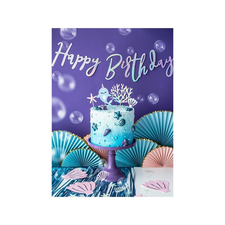 Baner Happy Birthday, Opalizujący, 16,5X62Cm Partydeco