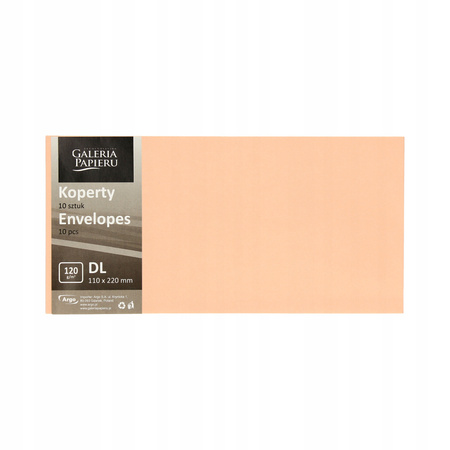Koperta Dl Gładki Brzoskwi.120g 10szt Galeria Papieru