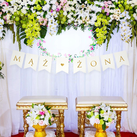 Baner Mąż Żona, Biały, 15 X 110 Cm Partydeco