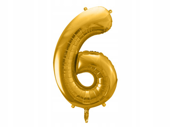 Balon Foliowy Cyfra "6", 86Cm, Złoty Partydeco