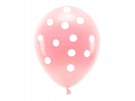 Balony Eco 33 Cm Pastelowe, Kropki, Jasny Różowy Partydeco