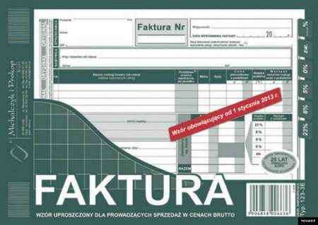 Druk Faktura Brutto A5 (Poziom-Upr.) 123-3E. Michalczyk