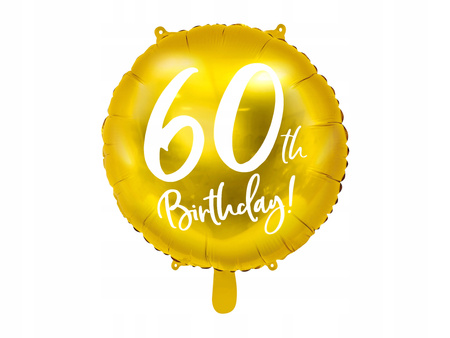 Balon Foliowy 60Th Birthday, Złoty, Średnica 45Cm. Partydeco