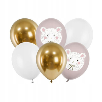 Balony 30 Cm, Miś Polarny, Mix Partydeco
