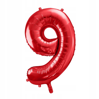Balon Foliowy Cyfra "9", 86cm, Czerwony Partydeco