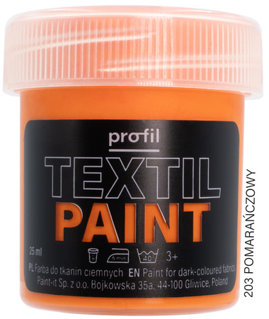 Farba Do Tkanin Ciemnych  25ml Pomarańczowy Fluo 0201/Tc Paint-It