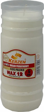 Wkład Wax-12 179mm x 74mm 6 Dni (16s) Kerzen