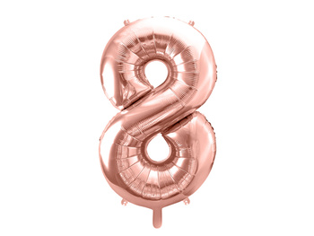 Balon Foliowy Cyfra "8", 86Cm, Różowe Złoto. Partydeco