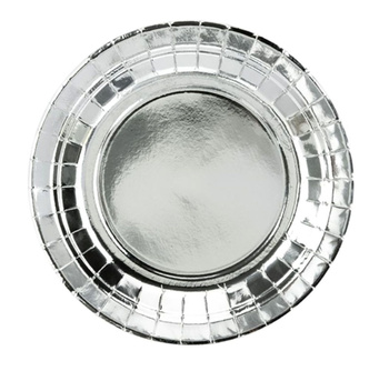 Talerzyki, Srebrny, 18cm: 1op./6szt. Partydeco
