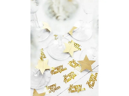 Konfetti Metalizowane Happy New Year W Kolorze Złotym, Partydeco