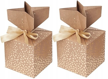 Pudełka Candy 10X10 Cm, Złote Kropki, 2 Szt.