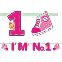 Baner I'M No. 1, Różowy, 110 Cm Partydeco