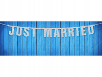 Baner Just Married, Srebrny, 18 X 170 Cm Partydeco