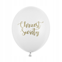 Balony 30 Cm, Chrzest Święty, Pastel Pure White Partydeco