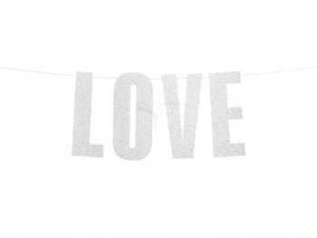 Baner Love, Srebrny, 21X55 Cm Partydeco
