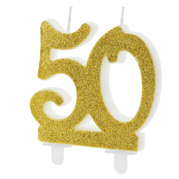 Świeczka Urodzinowa Liczba 50, Złoty 7.5Cm Partydeco