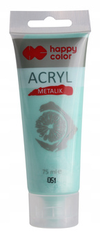 Farba akrylowa 75ml, miętowy metalik, Happy Color