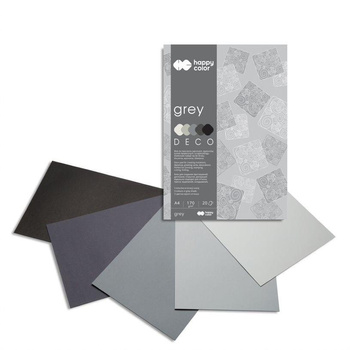 Blok Deco Grey A4, 170G, 20 Ark, 5 Kol. Tonacja Szara, Happy Color