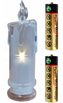 Świeca Led Holo Akrylowa - Wys. 18 cm z bateriami (2xR6) White Cortina