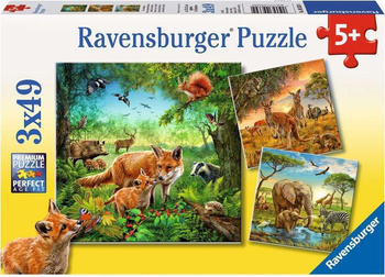 Puzzle dla dzieci Zwierzęta świata 09330 3x49 5+ Ravensburger