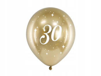 Balony Glossy 30cm, 30, Złoty Partydeco