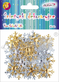 Śnieżynki Dekoracyjne Gw-8312 Złote I Srebrne, Rozm. 3,5cm, 40szt. Aliga