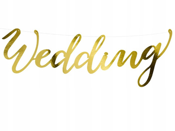 Baner Wedding, Złoty, 16,5X45 Cm Partydeco