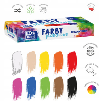 Farby Plakatowe 20Ml 10 Kolorów Oxford