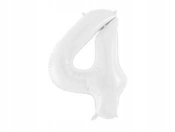 Balon Foliowy Cyfra ''4'', 86 Cm, Biały Partydeco
