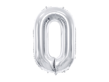 Balon Foliowy Cyfra 0, 86Cm, Srebrny Partydeco