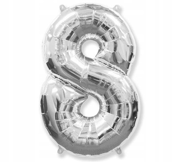 Balon Foliowy 34" Cyfra 8, Srebrny, 1Szt. Bal