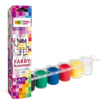 Farba Plakatowa Tempera, 6 Kol X 25Ml, Happy Color