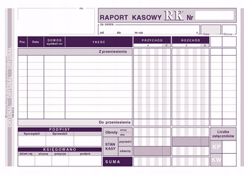 Druk Rk Raport Kasowy A-5 411-3. Michalczyk