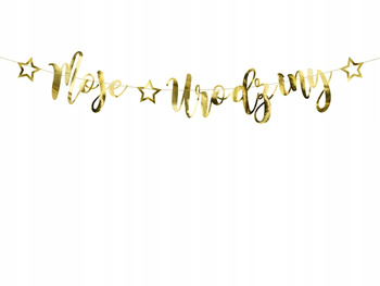 Baner Moje Urodziny, Złoty, 16,5X90Cm Partydeco