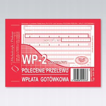 Druk Polecenie Przelewu Wp-2 A6 Wpł.Got.(2 Skł.) 449-5-Miękkie. Michalczyk