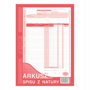 Druk Arkusz spisu z natury (pion) 341-1 (O+K) Michalczyk